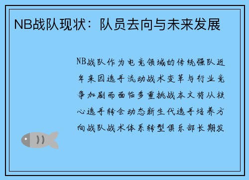 NB战队现状：队员去向与未来发展